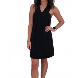 NEW JADE v neck shift dress in black